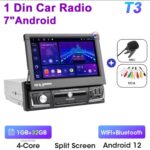 Autoradio Android Ecran Rétractable 7Pouces Navigation GPS Wi-Fi