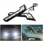 Lot de 2 feux de jour 6 LED pour voiture - Blanc - 12V