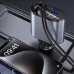 Chargeur de Voiture Fast Charge 4-en-1 (66W) – Câbles Rétractables Type-C & iPhone – Image 2