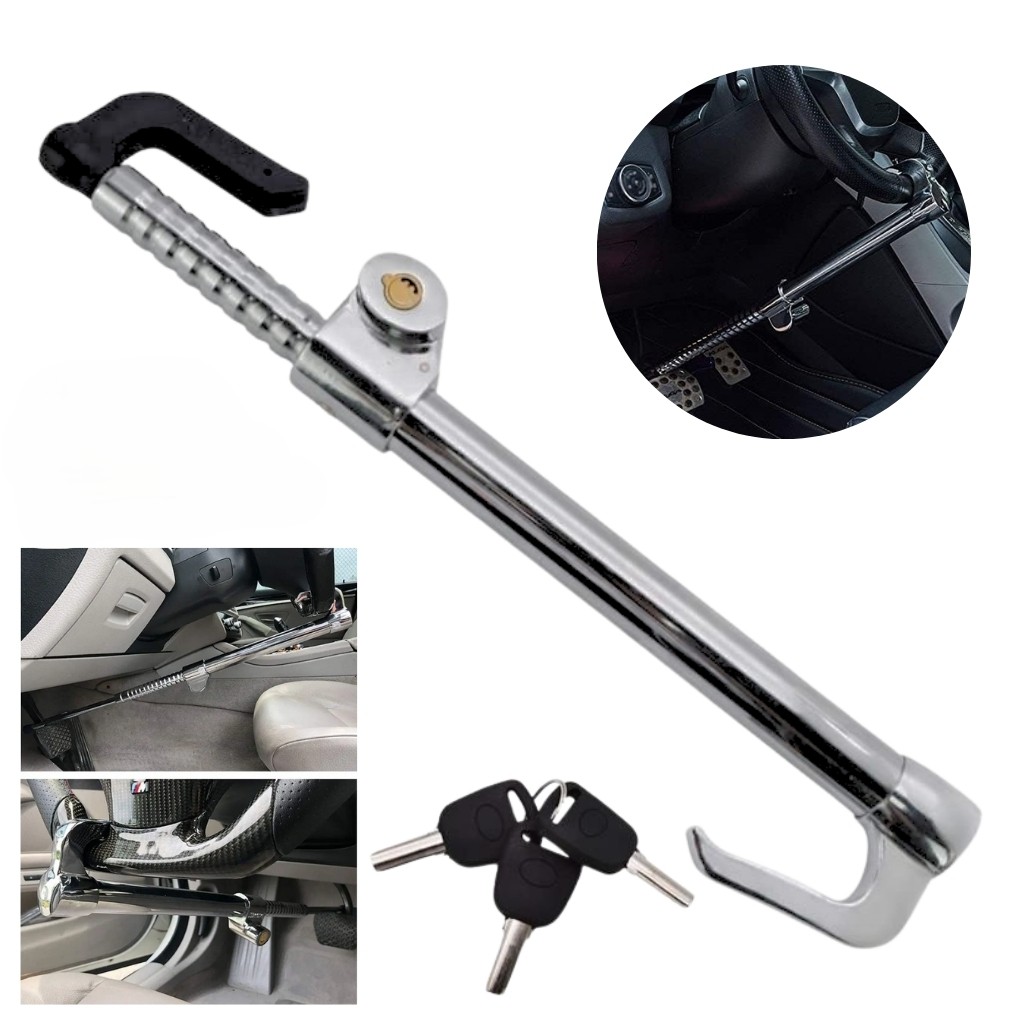 Serrure-universelle-de-frein-de-volant-antivol-retractable-double-crochet-embrayage-de-voiture-serrure-de-pedale Canne Antivol Volant & Pédale Co-Legend | Sécurité Auto Algérie